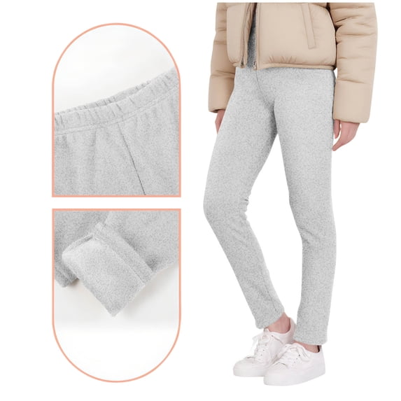 Gamivast Girls' Fleece Lined Leggings Warm Winter Thick Tights Solid Color Stretchy Thermal Pants for Kids Everyday Playwear