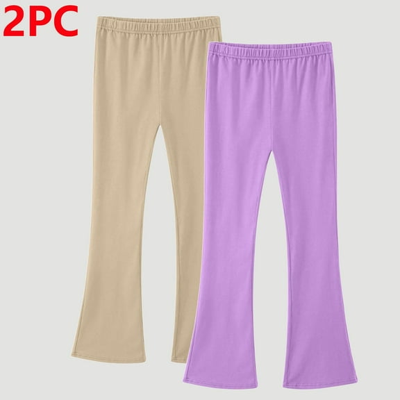 Gamivast Girls Legging Pants Size 3-14 Kids 2 Pack Athletic Flared Leggings Teen Full Length Dance Workout Elastic Waist Leggings Running Yoga Pants Girls Belled Bottom Leggings