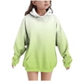 thumbnail image 1 of Gamivast Girls Ombre Pullover Hoodie Gradient Color Block Long Sleeve Hooded Sweatshirt Casual Athletic Tops with Kangaroo Pocket for Fall Winter Youth Kids Activewear Mint Green 4 Years, 1 of 9