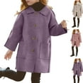 thumbnail image 1 of Gamivast Girls Pea Coat Wool Kids Button Down Lapel Collar Winter Coats for Kids and Teen Casual Long Sleeve Mid-Length Trench Jacket with Pockets Girls' Outerwear Jackets & Coats, 1 of 9