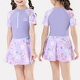 thumbnail image 1 of Gamivast Girls Rash Guard Swimsuit for Teens Cute Flower Print Swim Dress with Built-In Shorts One Piece Swimwear Beach Summer Swimsuits Purple 10Y Trajes De Baño Para Niños Y Niñas, 1 of 4