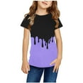 thumbnail image 1 of Gamivast Girls Short Sleeve Shirts Summer Basic Tops Clothing Solid Color Casual Loose Fit Crewneck Shirts Kids Cute Tunic Tees Tops Purple 9-10Y Camiseta De Para Niños, 1 of 5