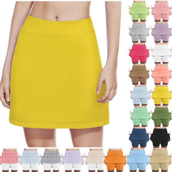 Gamivast Girls Skorts Kids Lightweight High-Waisted A-Line Tennis Skirt with Built-in Shorts Solid Color Comfy Casual Back to School Clothing for Teen