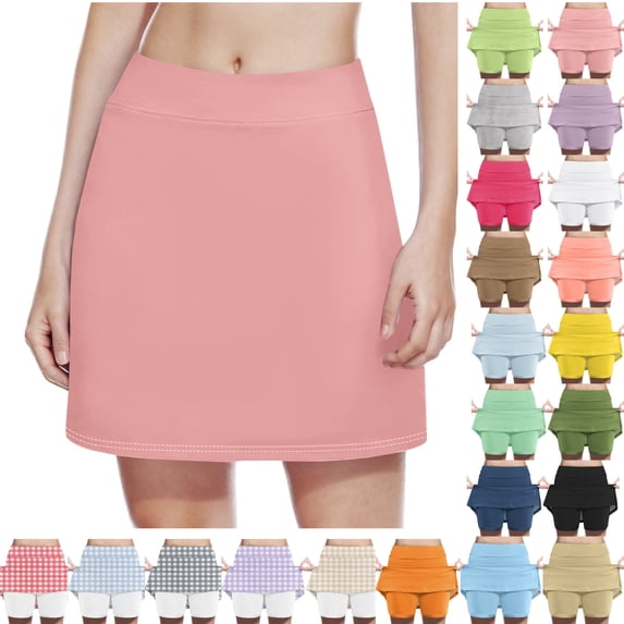 Gamivast Girls Skorts Kids Lightweight High-Waisted A-Line Tennis Skirt with Built-in Shorts Solid Color Comfy Casual Back to School Clothing for Teen