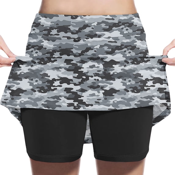 Gamivast Girls Tennis Skirt High-Waisted Camouflage A-Line Skort with Breathable Shorts Stylish Sport Stretchy Skort Teen Casual Wear
