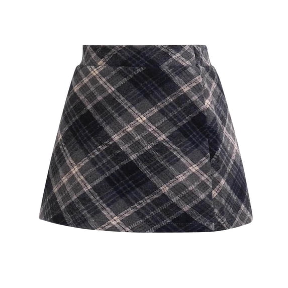 Gamivast Girls Tennis Skirt Kids Argyle Plaid High-Waisted A-Line Skirt Casual Warm Elastic Waist Cozy Skirt Preppy Back to School Wear