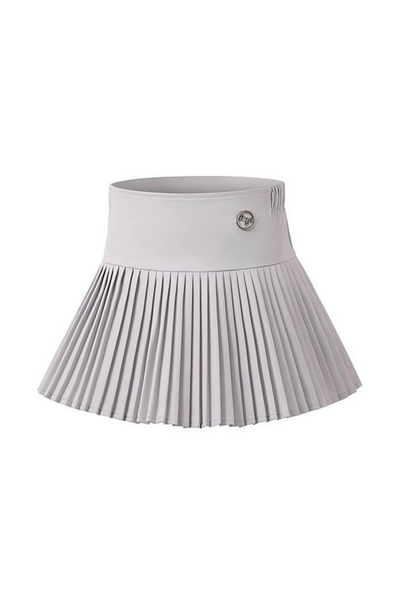 Girls Tennis Skirt Stylish Elastic Waist Pleated Skirt with Shorts Kids Button Comfy Pull-on Skort Casual Back to School Uniform