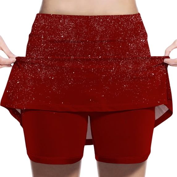 Gamivast Girls Tennis Skort Sparkly Teen Gradient High-Waisted A-Line Skirt with Built-in Shorts Trendy Athletic Skort Sweet Back to School Outfits