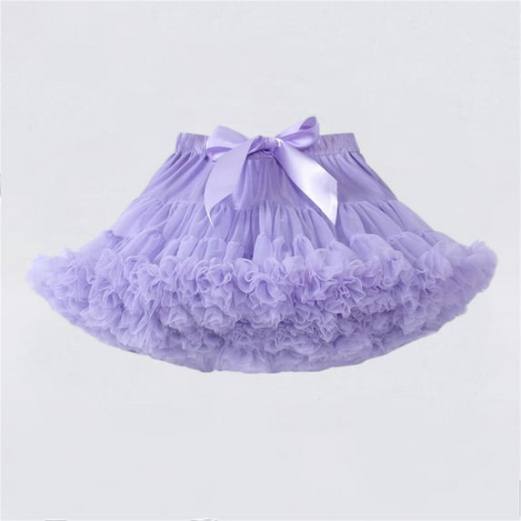 Gamivast Girls Tulle Skirt Cute Bow Layered Ruffle Skirts Trendy Soft Elastic Waist Solid Color for Holiday Spring Party Birthday