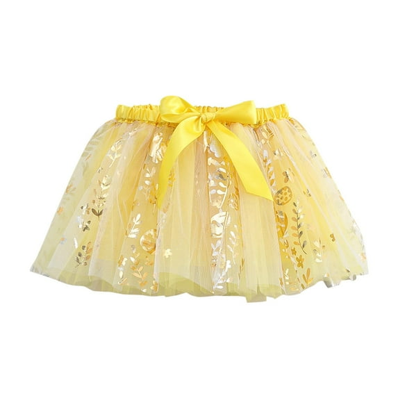 Gamivast Glitter Skirt for Girls Bow Sparkly Skirt Glitter Fancy Layered Elastic Waist Ballet Tulle Summer Holiday Princess Dress up