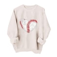 thumbnail image 1 of Gamivast Graphic Sweatshirts for Women Game Day Glitter Heart Baseball Stitching Print Crew Neck Long Sleeve Pullover Tops Casual Athletic Wear, 1 of 5