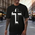 thumbnail image 1 of Gamivast Graphic T Shirts for Men Stretch Crew Neck Tee Shirts Muscle Fit Short Sleeve Shirts 3D Cross Optical Print Christian Top, 1 of 6