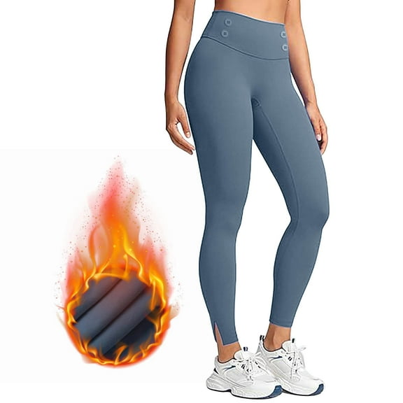 Gamivast Gym Leggings for Women Fleece Lined Tummy Control Stretchy Pants Workout Side Split High Waisted Warm Legging Casual Winter Gym Outfits