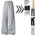 thumbnail image 1 of Gamivast Gym Sweatpants Men Travel Oversized Wide Leg Pants with Pockets Lounge Work Drawstring Solid Sweatpants Comfortable Elastic Waist Open Bottom Joggers, 1 of 5