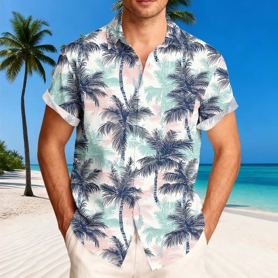 Gamivast Hawaiian Shirts for Men Short Sleeve Button Down Tropical Shirts Beach Shirts Casual Summer Vacation Tee Palm Tree Graphic Soft Aloha Tops