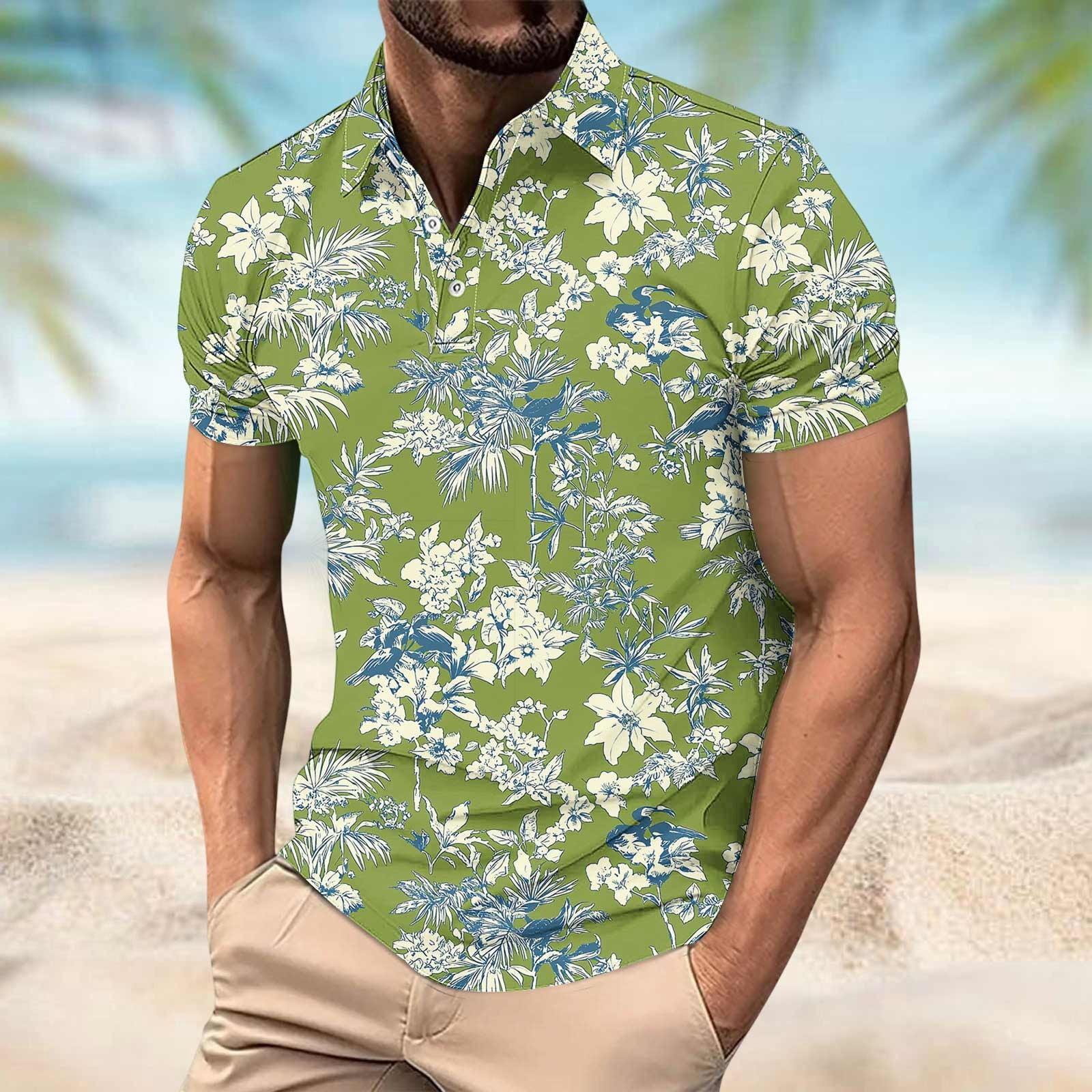 Gamivast Hawaiian Shirts for Men Vintage Floral Graphic Golf