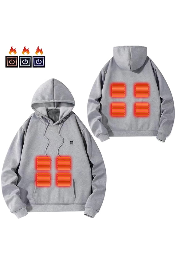 Heated Hoodies for Men Women Washable Sweatshirts with Multiple Heating Zones and 3-Levels Warm USB Charging Pullover with Pockets Loose Casual Drawstring Shirts no Power Bank