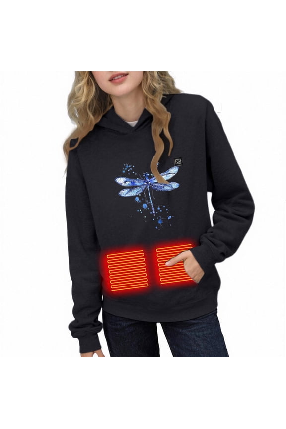 Heated Sweatshirts for Kids Size 4-14 Lightweight Long Sleeve Hoodies Multiple Heating Zones and 3-Levels Washable Loose Fitted USB Rechargeable Pullover Pocket for Boys Girls no Power Bank