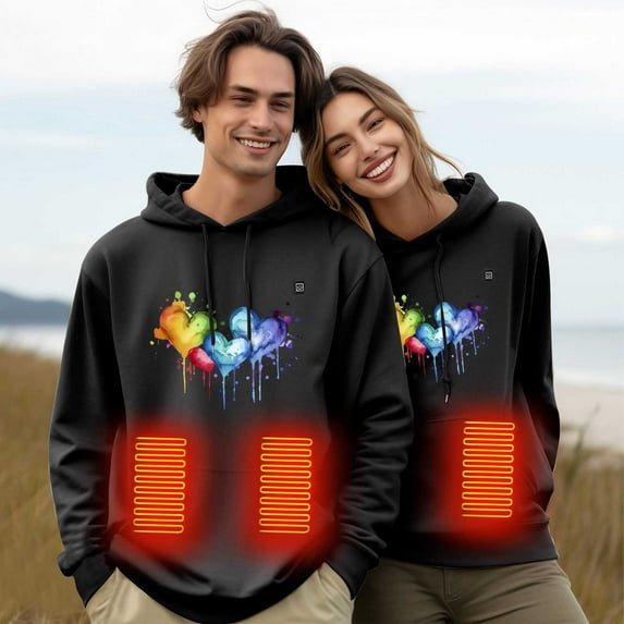 Gamivast Heated Sweatshirts for Men and Women Hooded 5 Heating Areas and 3-levels Pullover with Pocket Butterflies Printed Washable Hoodies Hiking Outerwear no Power Bank
