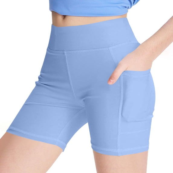 Gamivast High Waisted Biker Shorts for Girls Tummy Control Yoga Workout Shorts with Deep Side Pockets Stretch Athletic Activewear for Running Gym Volleyball