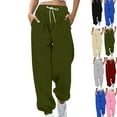 thumbnail image 1 of Gamivast Letters Printed Joggers Women Loose Elastic High Waisted Sweatpants with Pockets Y2K Casual Straight Leg Pants Winter Work Cuffs Ankle Pants, 1 of 6