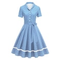 thumbnail image 1 of Gamivast Holiday Dresses for Women Midi Dot V Neck Button Wedding Guest Dress 1950S Vintage Dress Retro Cocktail Dresses for Evening Prom Party, 1 of 4