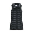 thumbnail image 1 of Gamivast Hooded Quilted Jackets for Women Long Sleeveless Zip up Stand Collar Winter Jackets Casual Drawstring Button Warm Coat with Pockets Trendy Side Split Outerwear Winter Clothes for Women, 1 of 3