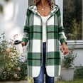 thumbnail image 1 of Gamivast Hooded Shacket for Women Plaid Flannel Long Sleeve Full Zip up Checkered Long Jacket Casual Lightweight Outerwear Fall Winter Essential Everyday Outfits Green XXL, 1 of 7