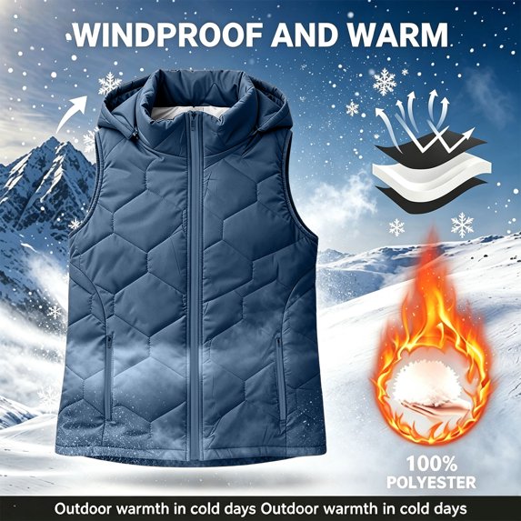 Gamivast Hooded Vest for Women-Puffer Quilted Lightweight Sleeveless Jacket Zip Up Fall Winter Warm Outerwear with Pockets