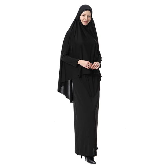 Gamivast Islamic Clothing for Women Long Overhead Hijab & Skirt Prayer Sets Solid Soft Modest Abaya Jilbab Ramadan Eid Namaz Middle East Robe 2 Piece Sets