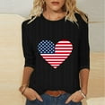 thumbnail image 1 of Gamivast July 4th Shirts women Shirts for Women 3/4 Sleeve Tops Patriotic Graphic Tee USA American Flag Blouses Crewneck Holiday Party Casual Summer T-Shirts, 1 of 5
