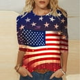 thumbnail image 1 of Gamivast July 4th Shirts women Shirts for Women 3/4 Sleeve Tops Patriotic Graphic Tee USA American Flag Blouses Crewneck Holiday Party Casual Summer T-Shirts, 1 of 5