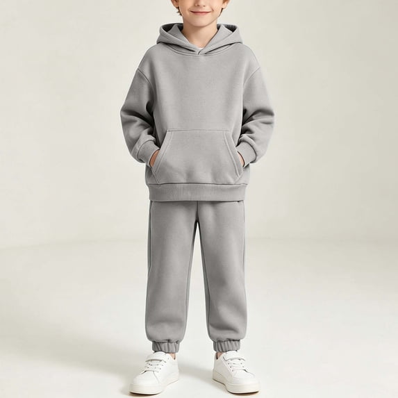 Gamivast Kids Boys 2-Piece Tracksuit Set Hooded Sweatshirt with Kangaroo Pocket and Jogger Sweatpants Fleece Casual Winter Warm Athletic Outfit for Daily Wear 3-4 Years