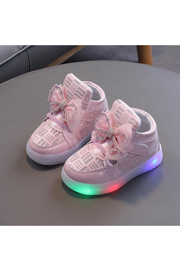 Kids Light-Up Sneakers Led Flashing Athletic Shoes With Breathable Mesh Comfortable Non-Slip Running Shoes for Toddlers Boys And Girls Pink 6 Years