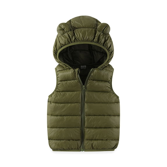 Gamivast Kids Quilted Puffer Vest with Cute 3D Bear Ears Hood Full Zip up Lightweight Winter Warm Sleeveless Waistcoat Outerwear for Toddler Boys Girls 2 Years