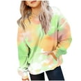 thumbnail image 1 of Gamivast Kids Tie Dye Pullover Hoodie Cloud Print Hooded Sweatshirt for Boys Girls Long Sleeve Casual Fashion Tops with Kangaroo Pocket Fall Winter Trendy Streetwear Green 120, 1 of 4