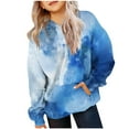 thumbnail image 1 of Gamivast Kids Tie Dye Pullover Hoodie Cloud Print Hooded Sweatshirt for Boys Girls Long Sleeve Casual Fashion Tops with Kangaroo Pocket Fall Winter Trendy Streetwear Blue 160, 1 of 4