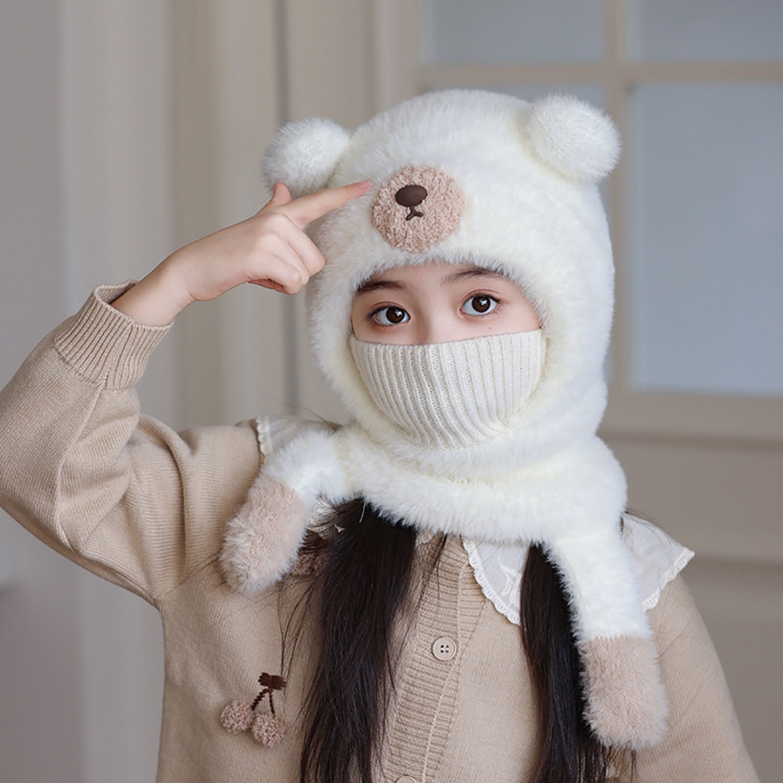 Gamivast Kids Winter Fleece Balaclava Hat for Boys And Girls Warm Full Face Ski Mask Hood Cap Windproof Fuzzy Fleece Neck Warmer Gaiter Toddler Bear Ear Beanies Hats
