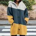 thumbnail image 1 of Gamivast Knit Chunky Sweaters for Women Color Block Oversized Hooded Button Down Fall Cardigan Long Drop Shoulder Long Sleeve Winter Jackets with Pockets Thermal Warm Outerwear, 1 of 5