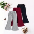 thumbnail image 1 of Gamivast Knit Pants Girls 3 Pack Striped Straight Leg Winter Flared Pants Cute Elastic Waist Comfy and Soft Sweatpants Loose Casual Pull on Trousers for Kids Toddler, 1 of 6