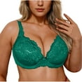 thumbnail image 1 of Gamivast Lace Bra for Women Sexy Plus Size Push Up Bra Full Support Underwire Bras Comfortable Breathable Embroidery Thin Bras Green XL Brasier Sin Costuras Para Mujer, 1 of 6
