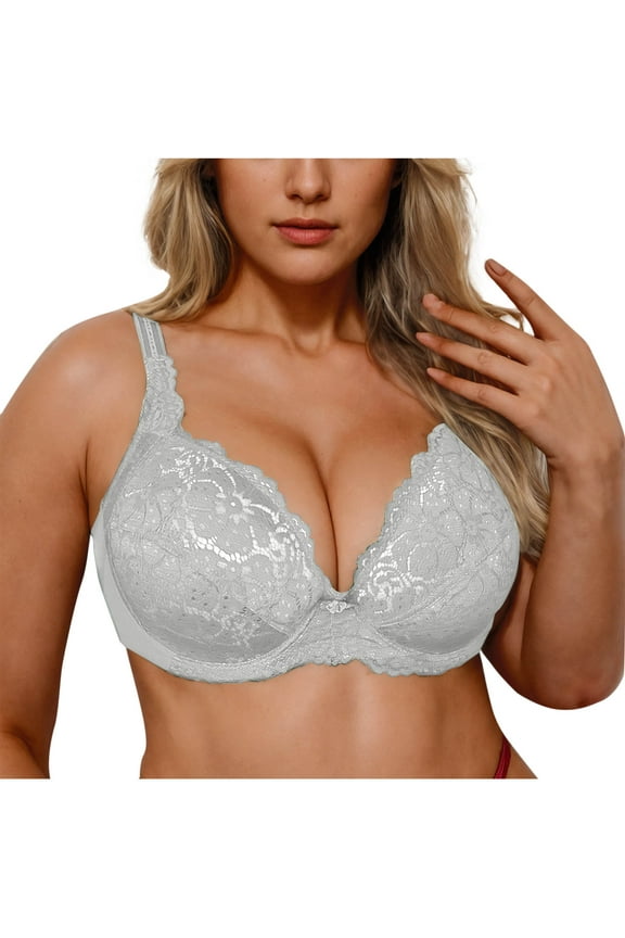 Lace Bra for Women Sexy Plus Size Push Up Bra Full Support Underwire Bras Comfortable Breathable Embroidery Thin Bras White XXXL Brasier Sin Costuras Para Mujer