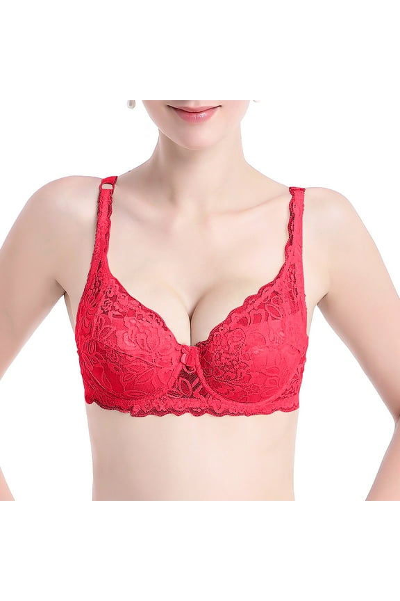 Lace Bralettes for Women Underwire Push Up Bra Lace Lingerie Underwear Lace Bralette Minimizer Bras Everyday Bra RedM Brasier Sin Aros Para Mujer