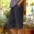 thumbnail image 1 of Gamivast Linen Pants for Women Straight Leg Mid Rise Button Tab Hem Breathable Lightweight Cropped Pants with Pockets Summer Travel Casual Wear, 1 of 6