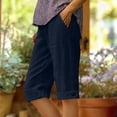 thumbnail image 1 of Gamivast Linen Pants for Women Straight Leg Mid Rise Button Tab Hem Breathable Lightweight Cropped Pants with Pockets Summer Travel Casual Wear, 1 of 6