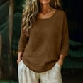 thumbnail image 1 of Gamivast Linen Shirts for Women Plus Size Scoop Neck Oversized Slouchy Fit Tops Soft Lightweight Breathable Basic 3/4 Sleeve Tees Lounge Weekend Fall Everyday Casual outfits, 1 of 5