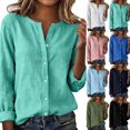 thumbnail image 1 of Gamivast Linen Shirts for Women Button Down Lightweight Long Sleeve Going out Tops Crewneck Relaxed Fitted Casual Blouses Dressy Spring Daily outfits, 1 of 6