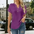 thumbnail image 1 of Gamivast Linen Shirts for Women Loose Fitted V Neck 3/4 Sleeve Casual Blouses Comfortable Solid Tunic Going out Tops Summer Trendy outfits, 1 of 5
