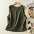 thumbnail image 1 of Gamivast Linen Shirts for Women Short Sleeve Stripe Loose Fitted Stand Collar Casual Blouses Beach Vacation Solid Color Going out Tops Summer outfits, 1 of 6
