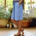 thumbnail image 1 of Gamivast Linen Shorts for Women Bermuda Drawstring Elastic Waist Beach Shorts Loose Fit High Waisted Breathable Shorts with Pockets Side Button Detail for Vacation Beach Casual, 1 of 7